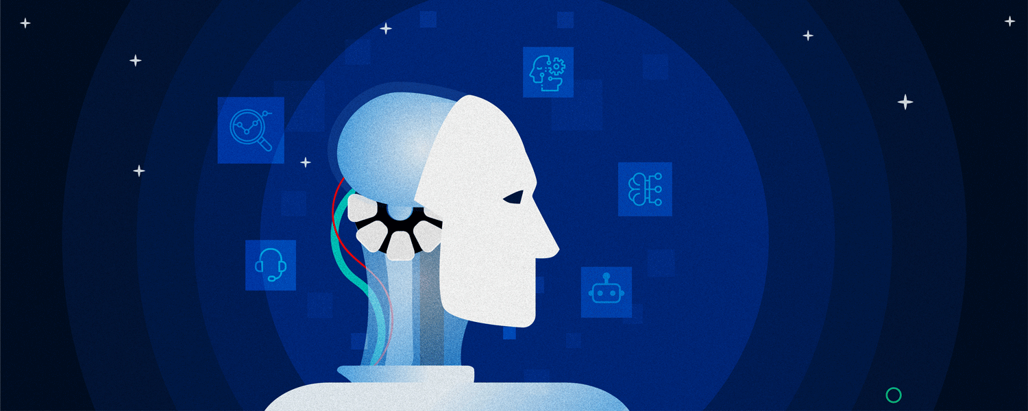 Na imagem: ilustração de ícone de ChatBot de Inteligência Artificial